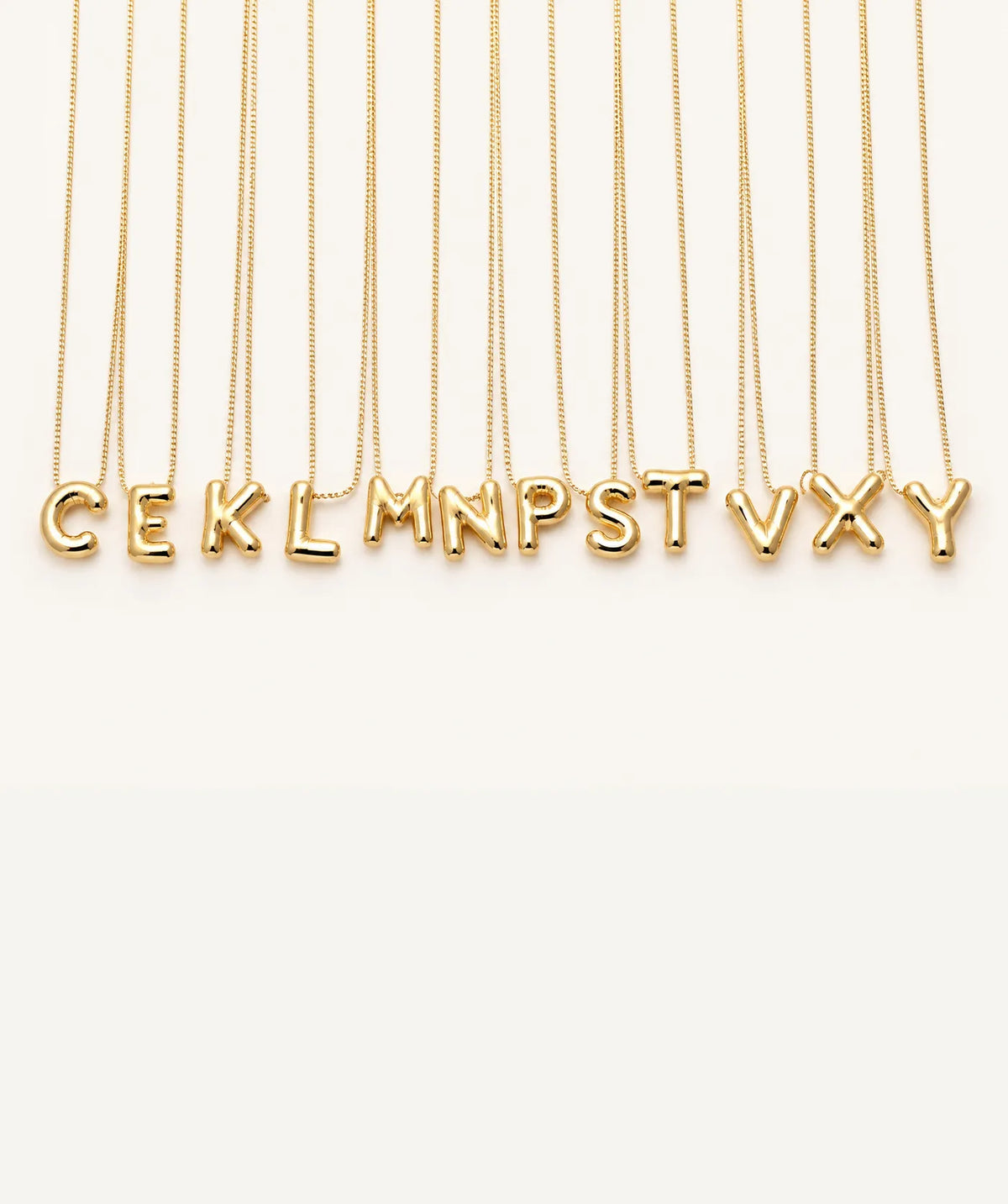 Gold Bubble Initial Necklace