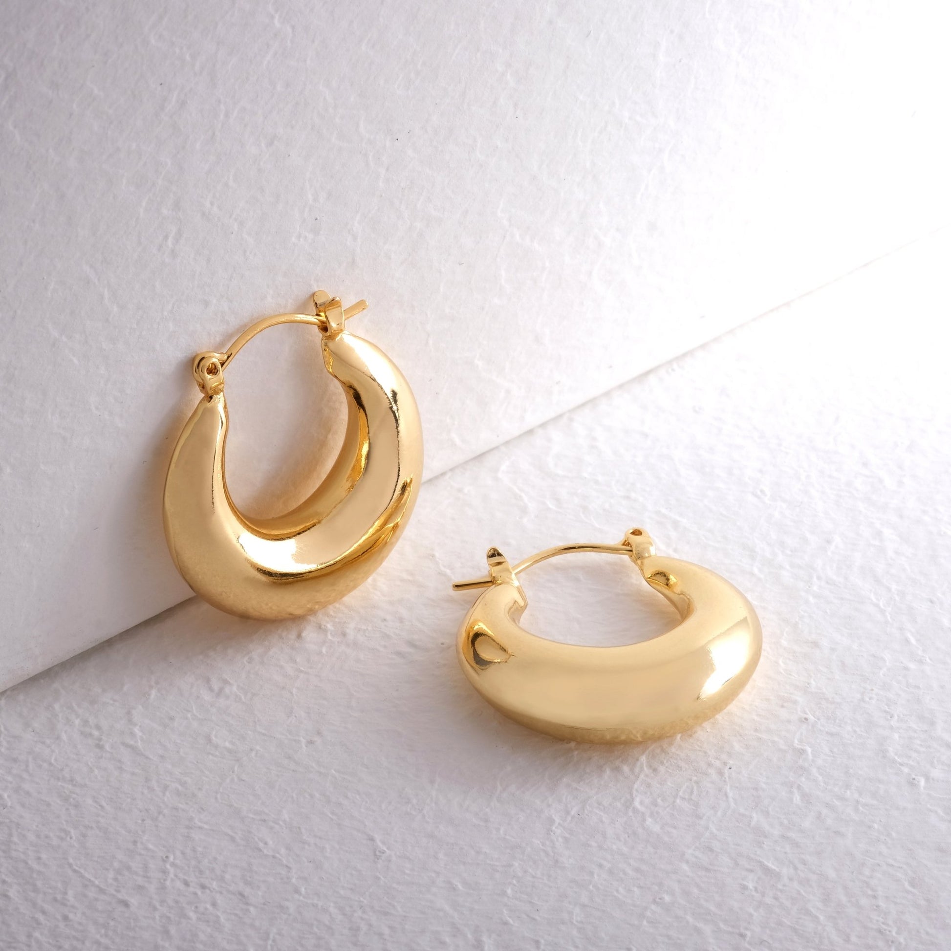 Chunky Hoop Earrings 14k Gold Plated Earrings Hypoallergenic Hoops - Moboduc Custom Jewelry