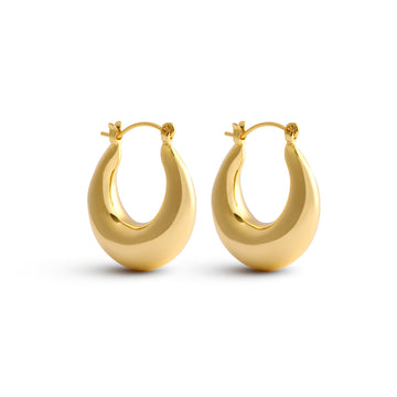 Chunky Hoop Earrings 14k Gold Plated Earrings Hypoallergenic Hoops - Moboduc Custom Jewelry