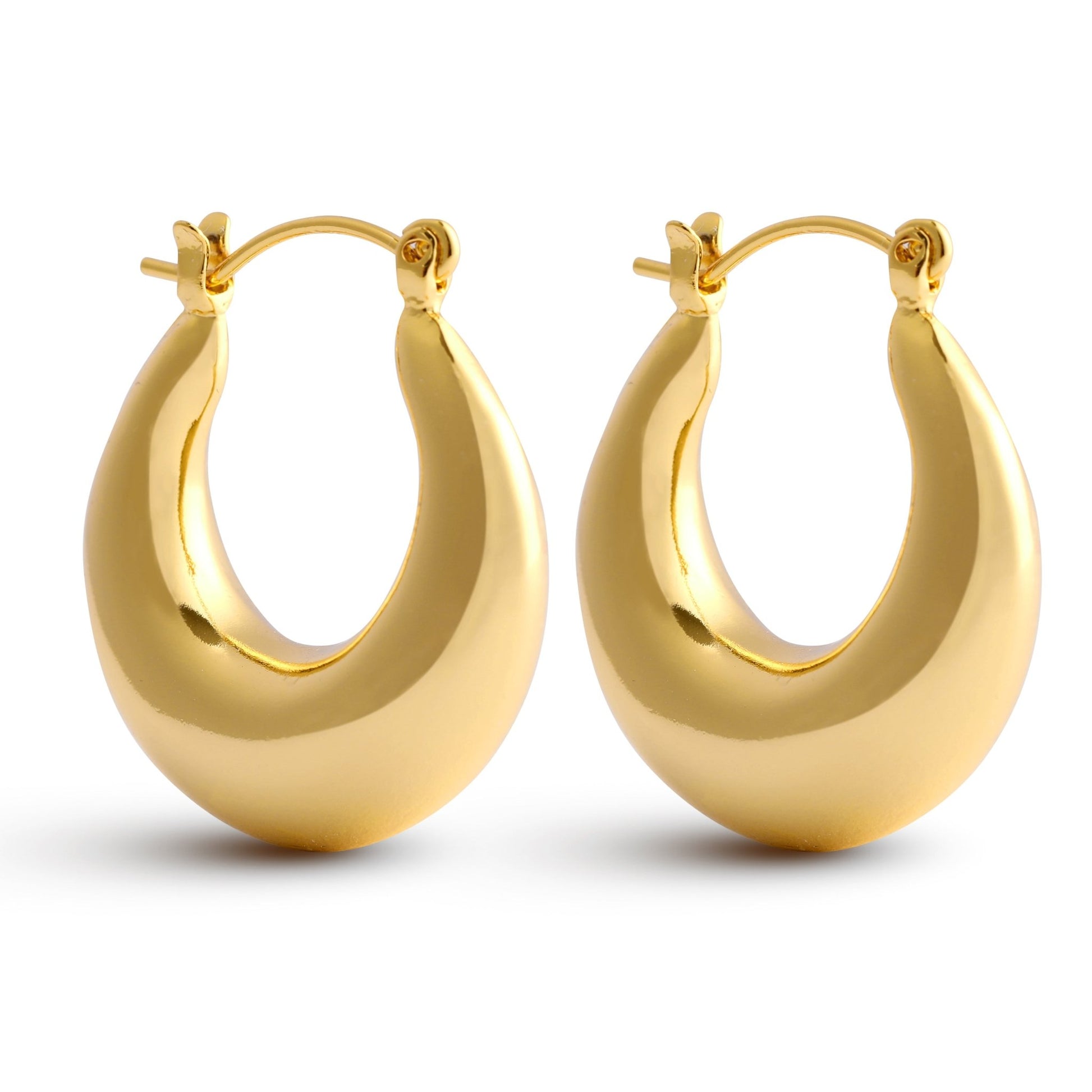 Chunky Hoop Earrings 14k Gold Plated Earrings Hypoallergenic Hoops - Moboduc Custom Jewelry