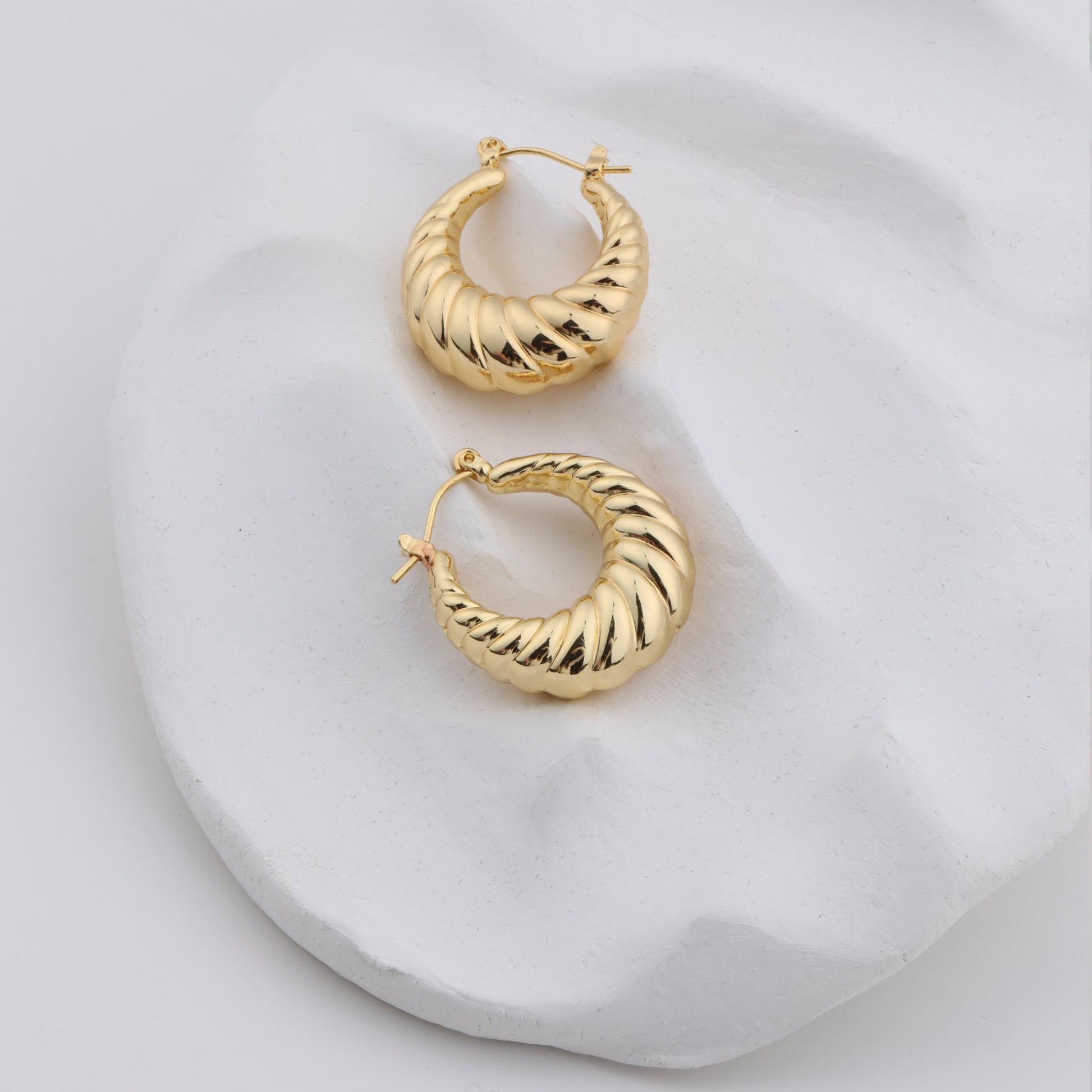 Croissant Gold Hoop Earrings Lightweight for Daily use Waterproof Earrings - Moboduc Custom Jewelry