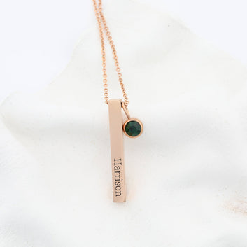 Custom 4 side Bar Necklace Jewelry Personalized Gift for Woman Name Location Engraved - Moboduc Custom Jewelry