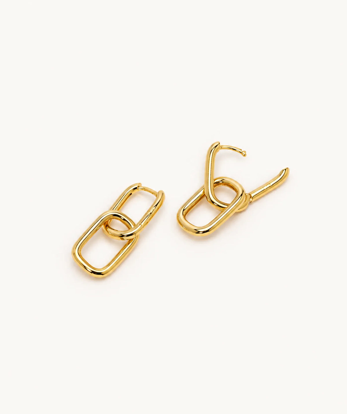 Gold Paperclip Dangle Hoop Earrings