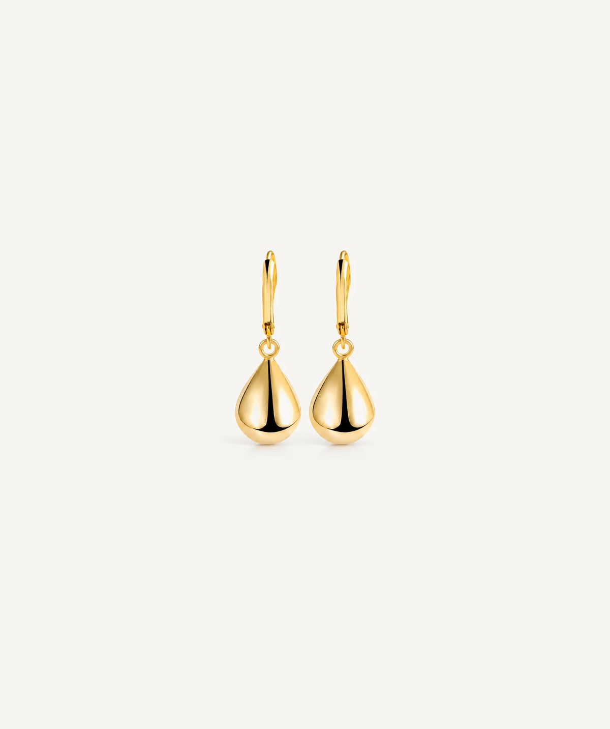 Gold Clover Charm Drop Hoop Earrings
