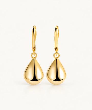 Drop Hoop - Clover Charm - Gold