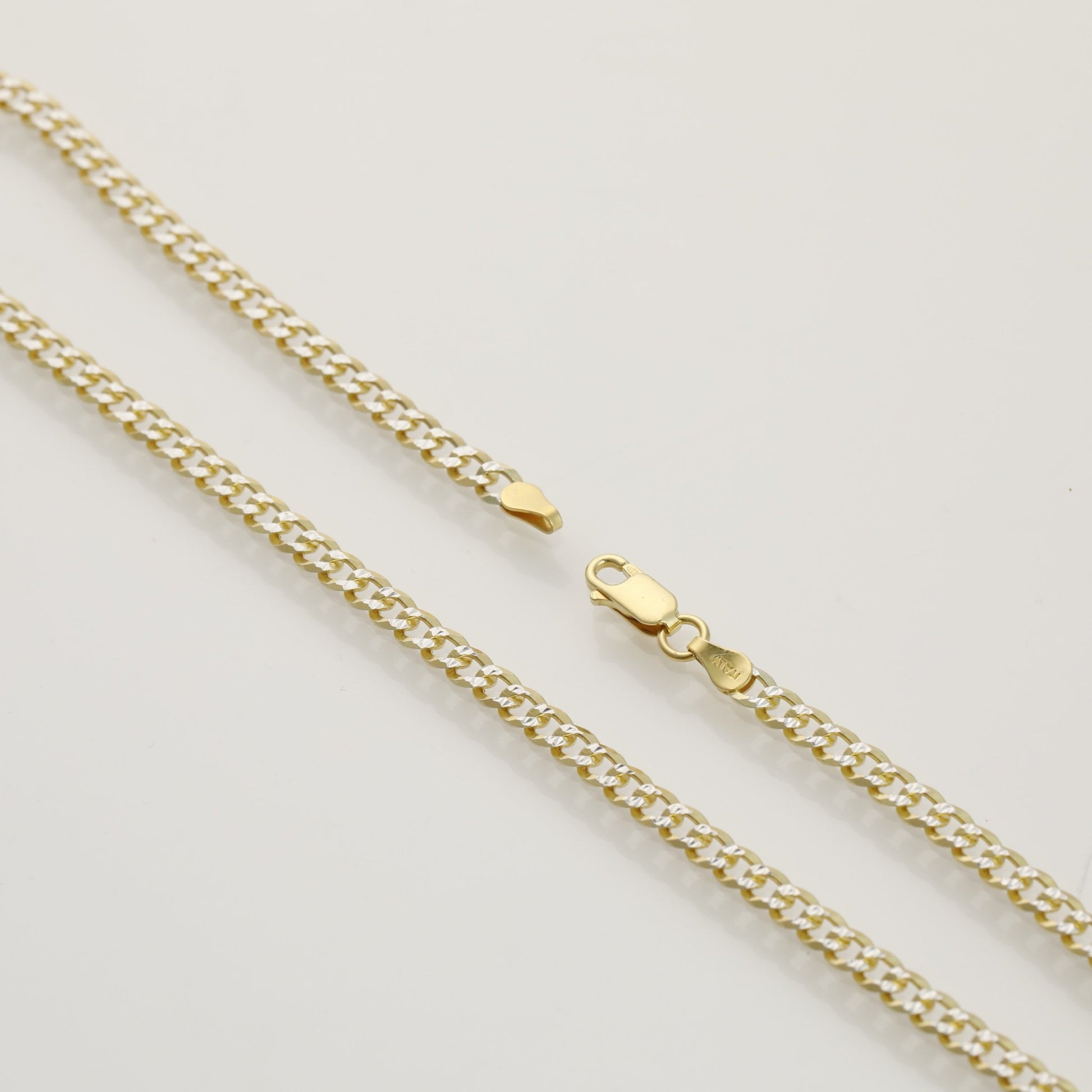 Flat Curb Chain Necklace Bracelet Italian 18k Gold Over 925