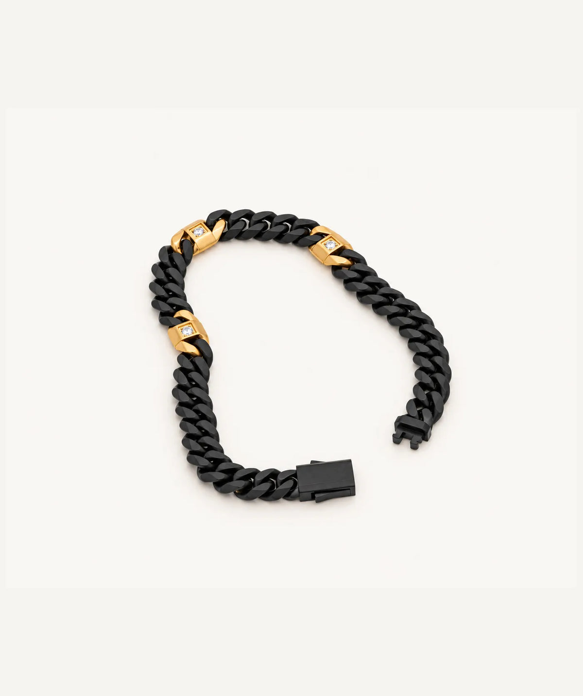 Men's Black & Gold Curb Chain Bracelet