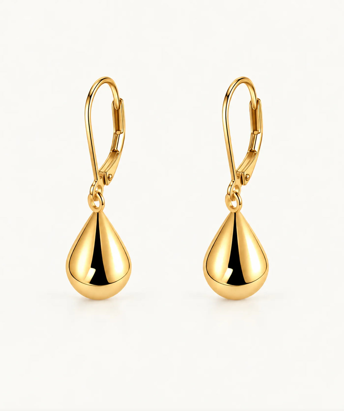 Gold Clover Charm Drop Hoop Earrings, side view