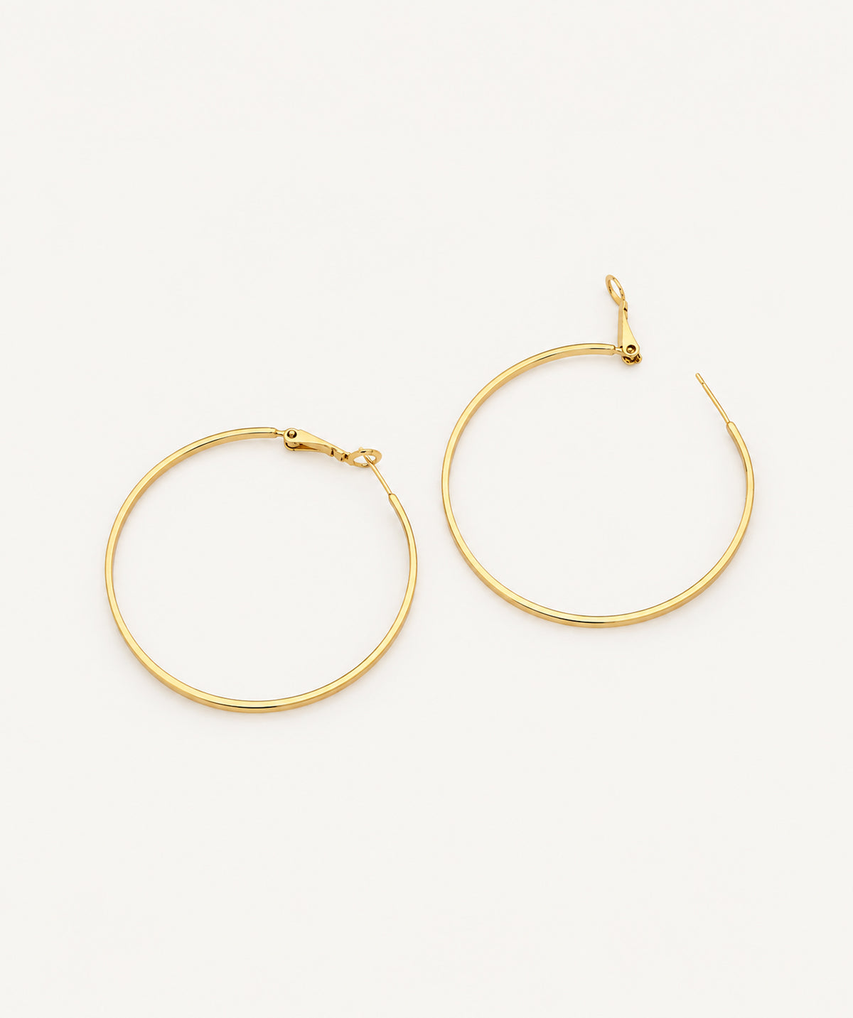 Gold Endless Large Flat Hoop Earrings