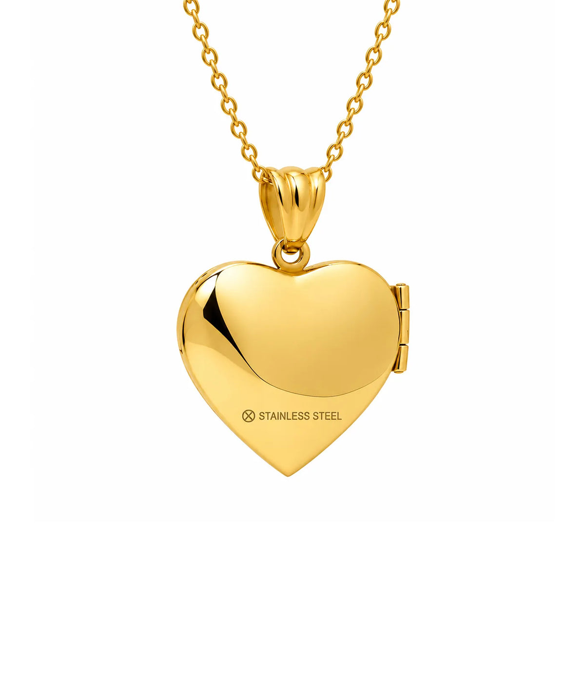 Gold Heart Photo Locket Necklace, back view