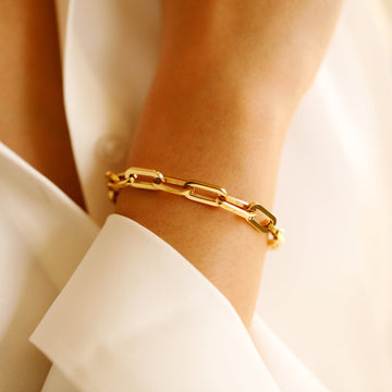 Gold Link Bracelet Bold Style 18k Gold Plated Hypoallergenic Jewelry for Women Summer Bracelet - Moboduc Custom Jewelry