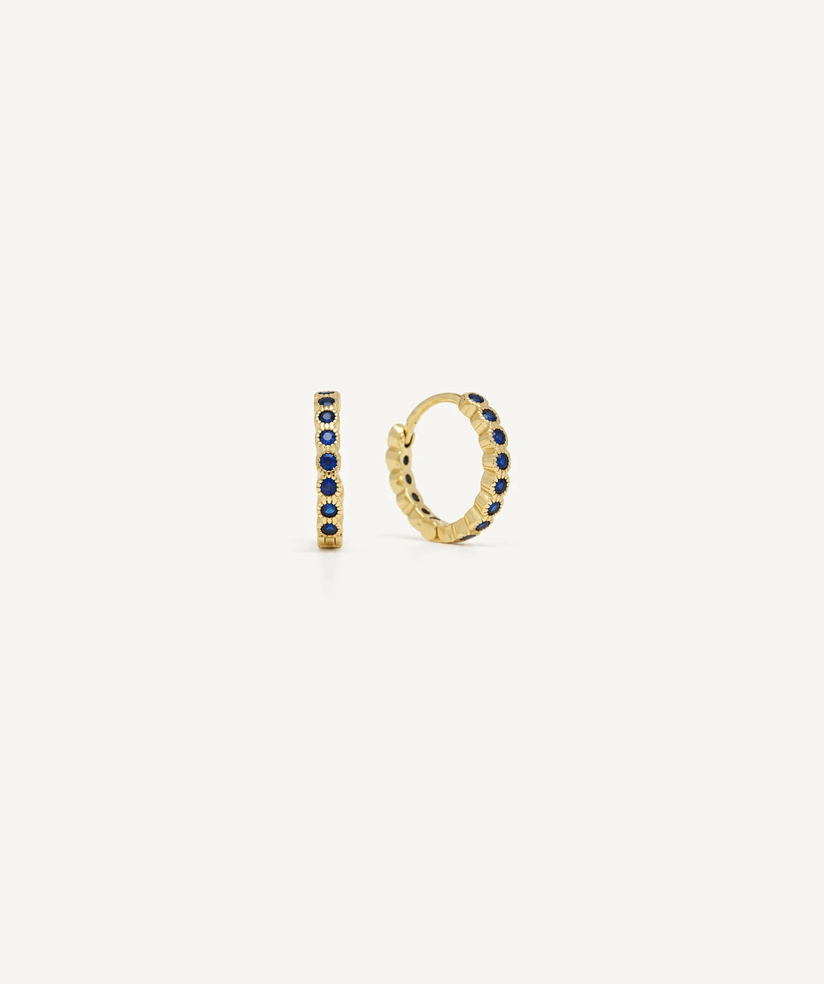 Gold Sapphire Pavé Hoop Earrings