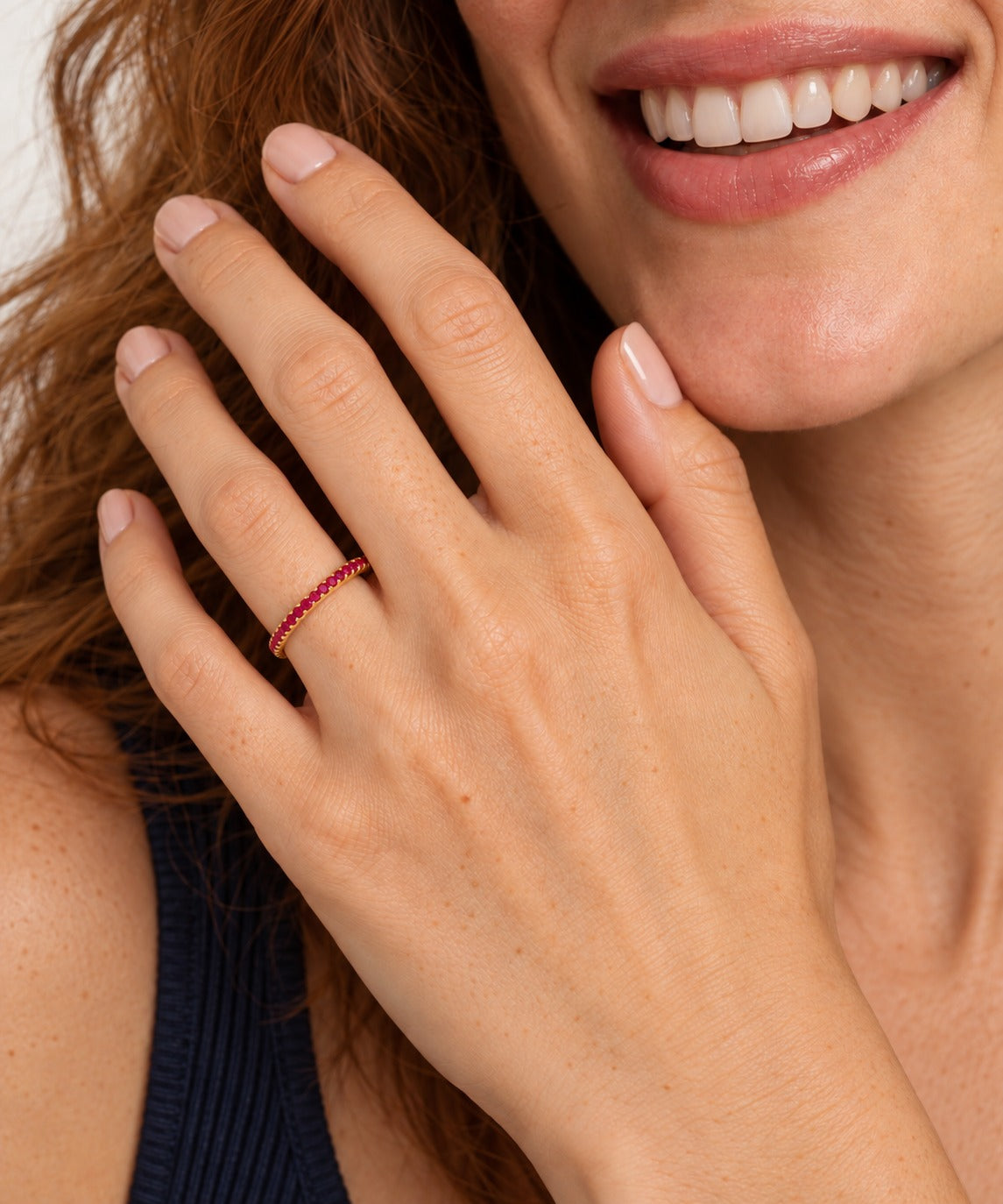 Colored Half Tennis Ring on model