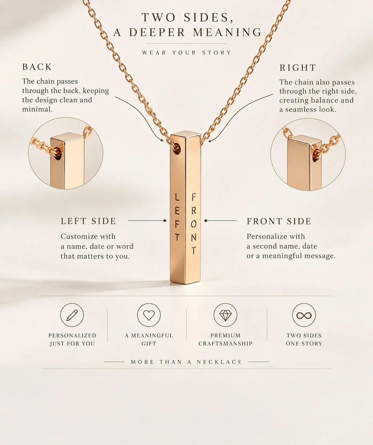 Silver Engraved Vertical Bar Necklace