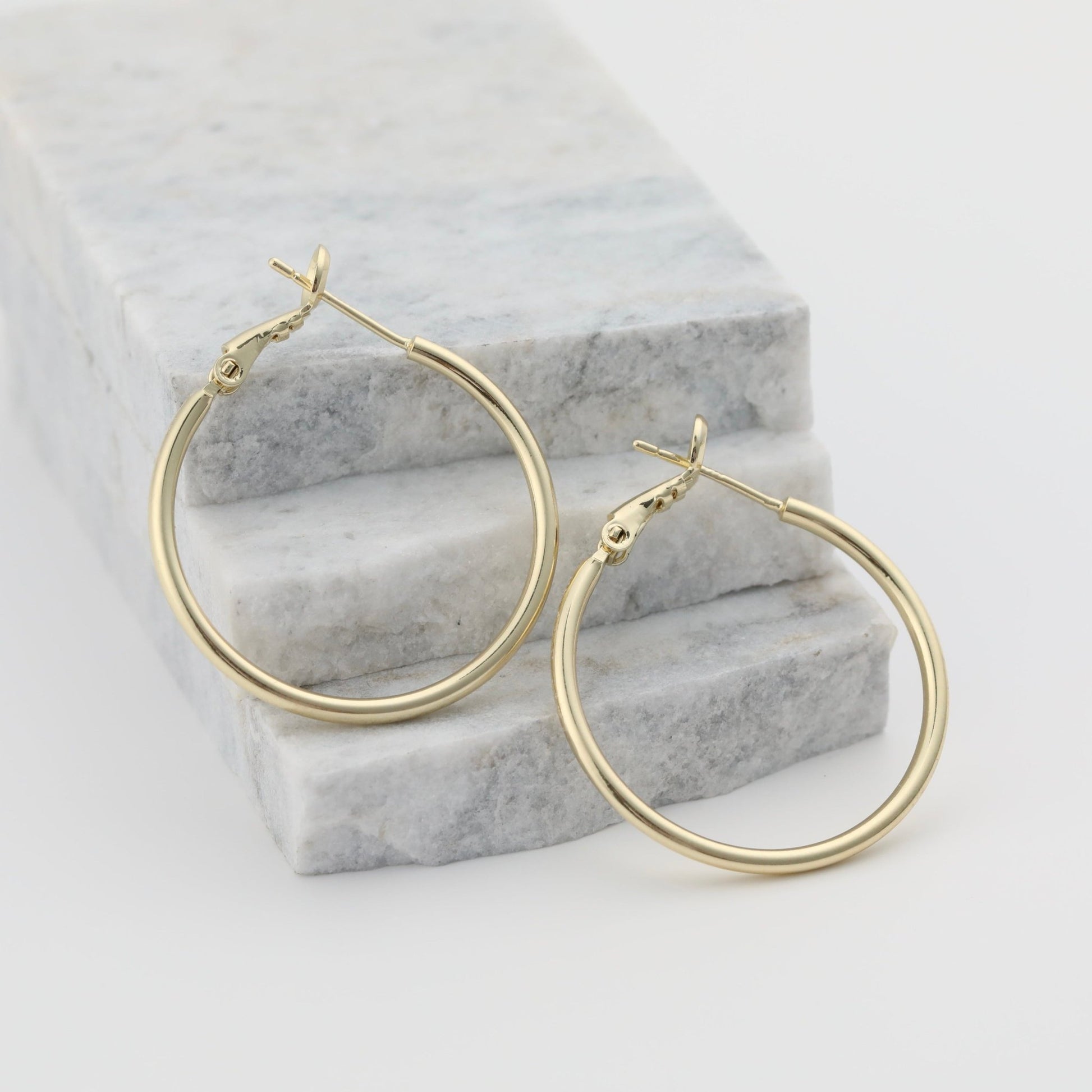 Large Gold Hoop Earrings 20/30/40/ 50/60/70mm 14k Gold Plated Big Hoop - Moboduc Custom Jewelry