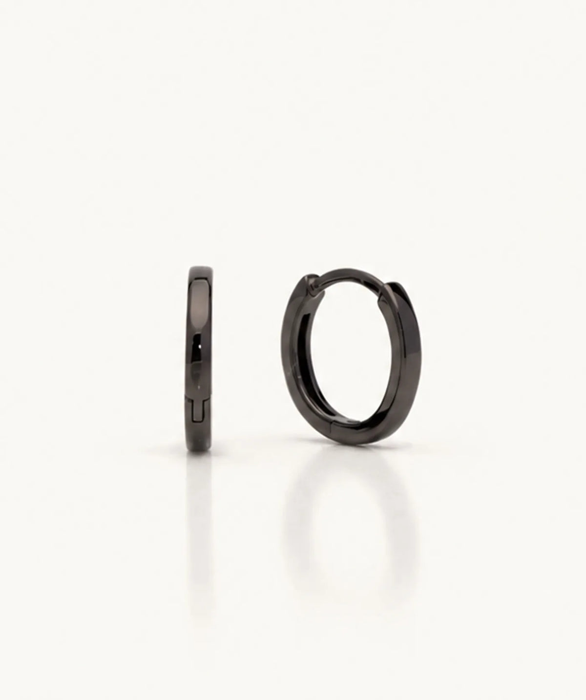 Black Flat Sleeper Hoop Earrings