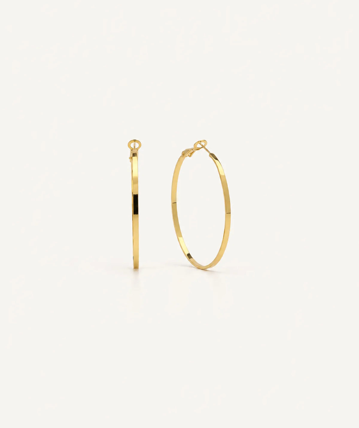 Gold Endless Large Flat Hoop Earrings