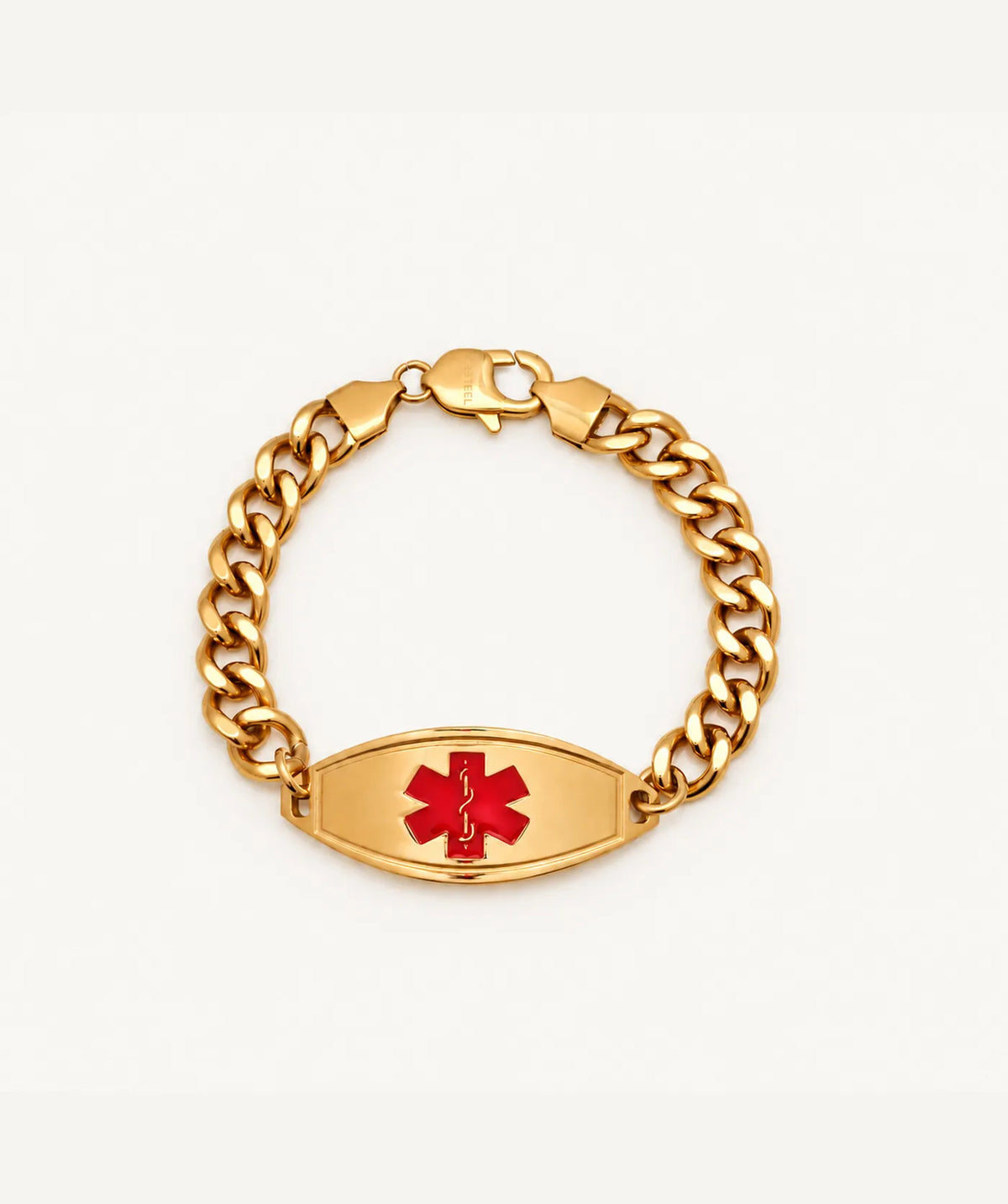 Gold Medical ID Bracelet - Large Red