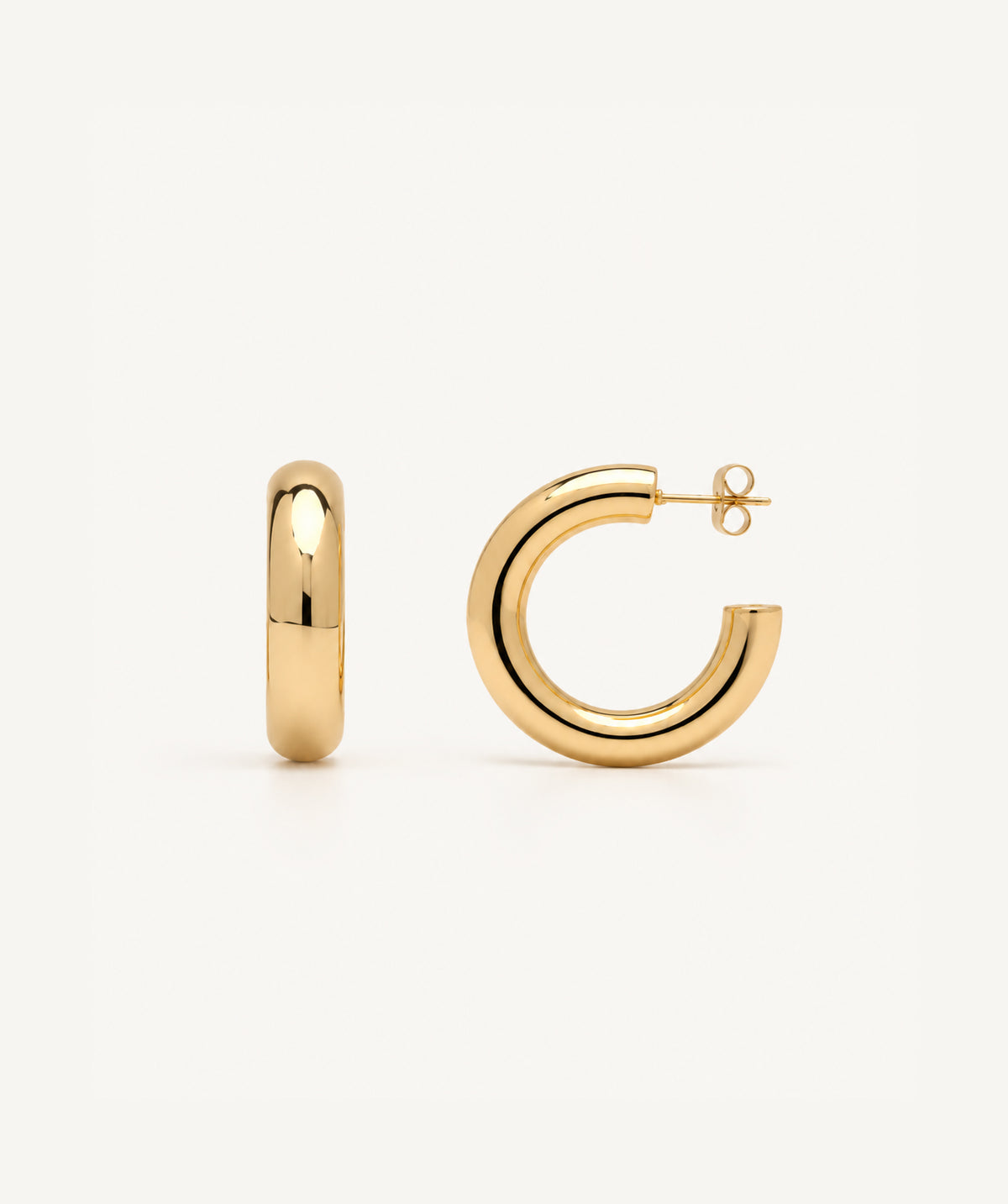 Gold Open Hoop Earrings, shown open