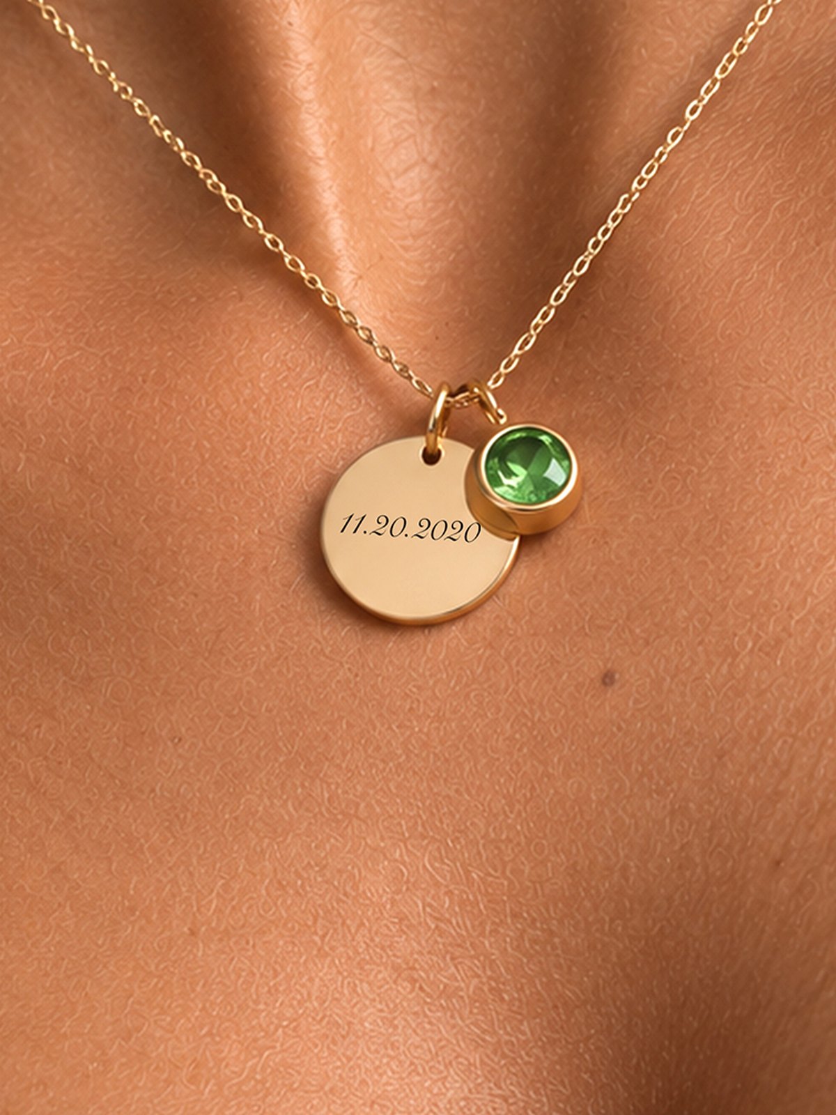 mob category personalized necklace on model