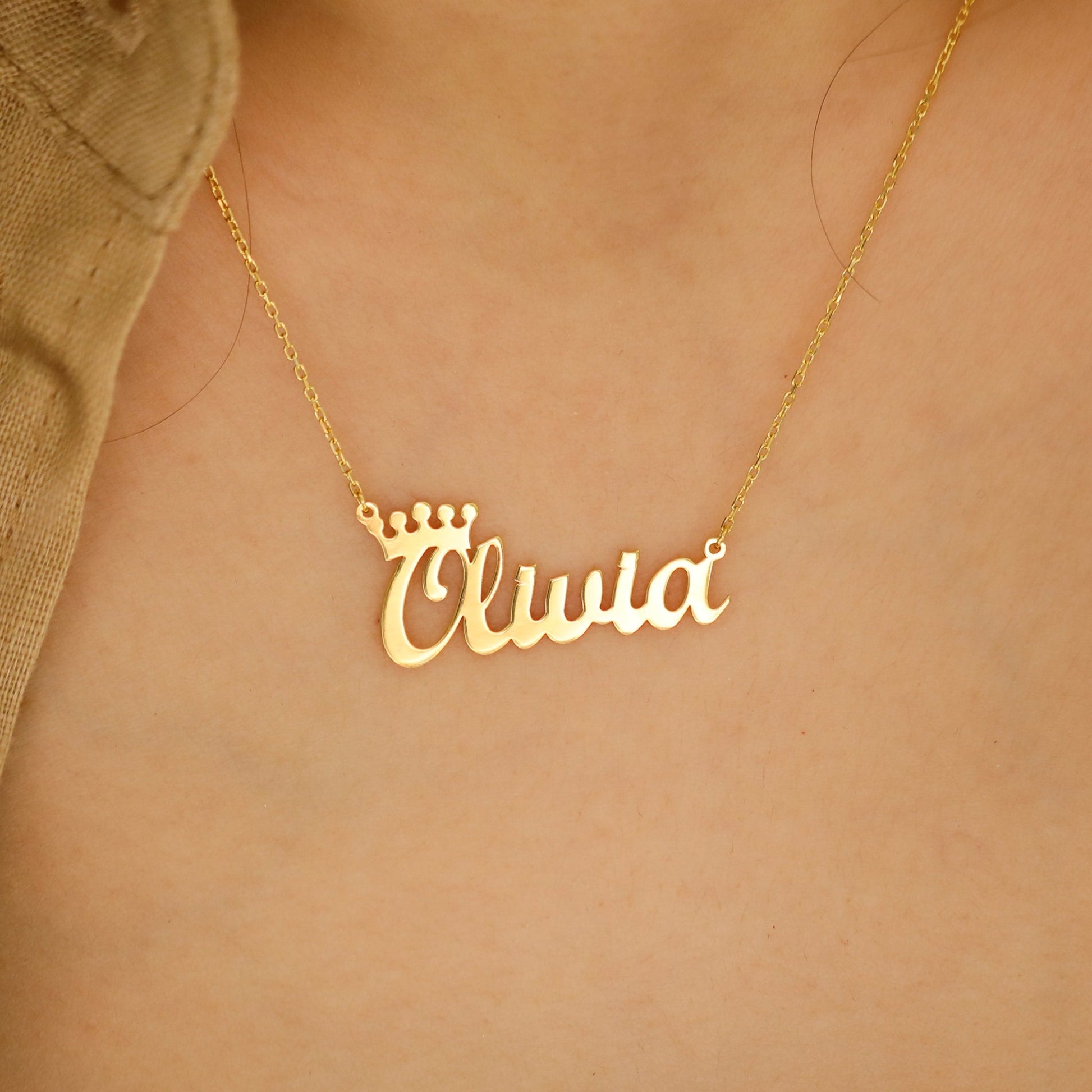 Name Necklace Gold, Nameplate Necklace Custom Name Jewelry, Gold Filled Name, Mama Necklace - Moboduc Custom Jewelry