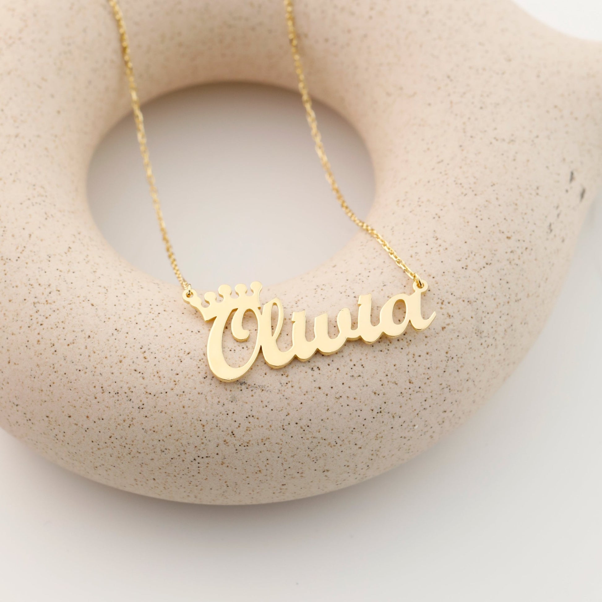 Name Necklace Gold, Nameplate Necklace Custom Name Jewelry, Gold Filled Name, Mama Necklace - Moboduc Custom Jewelry