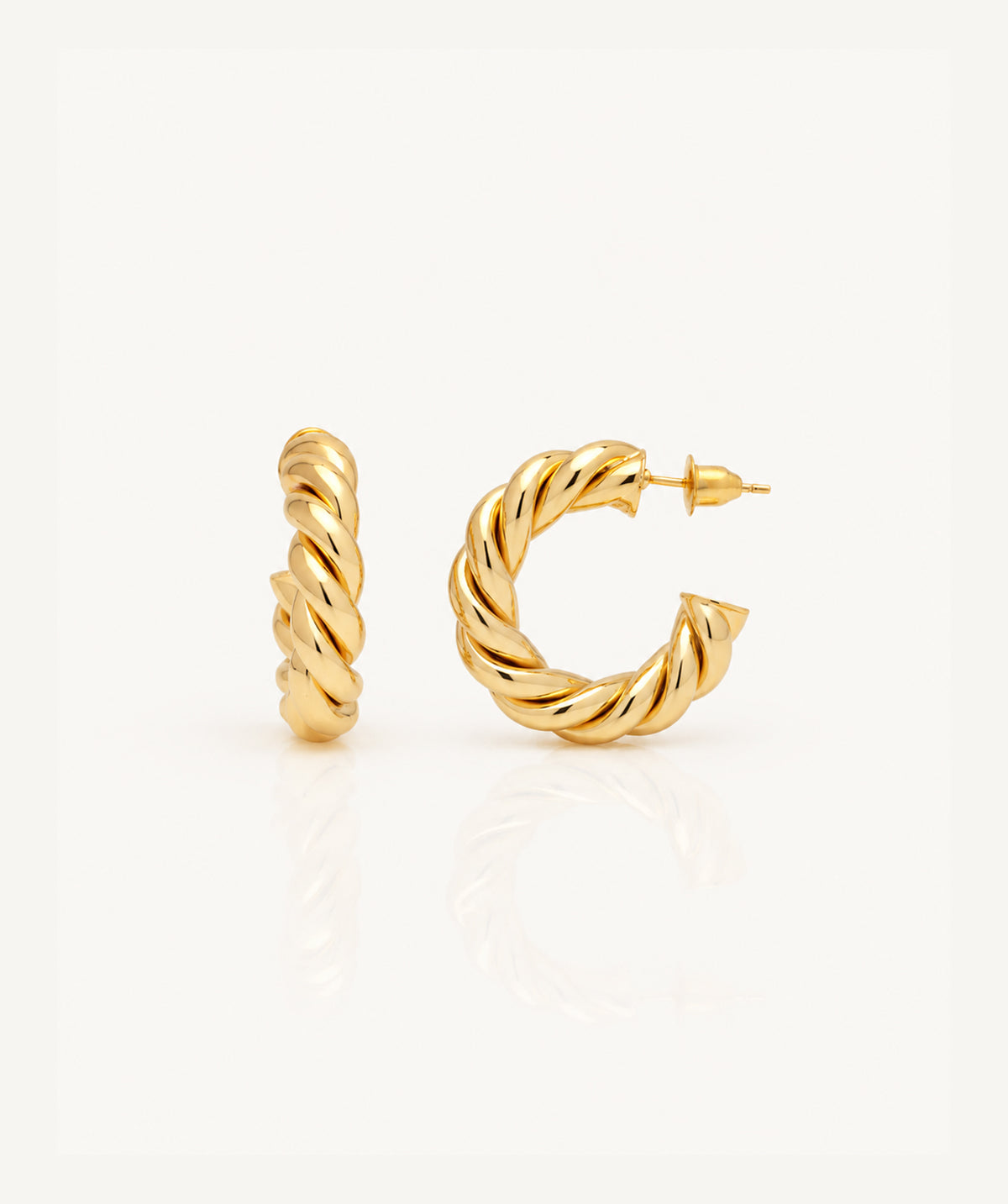 Gold Open Twist Hoop Earrings, shown open
