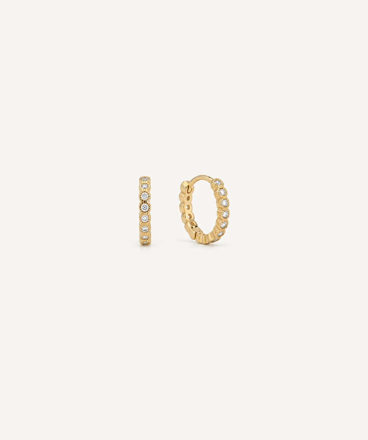 Gold Clear Pavé Hoop Earrings
