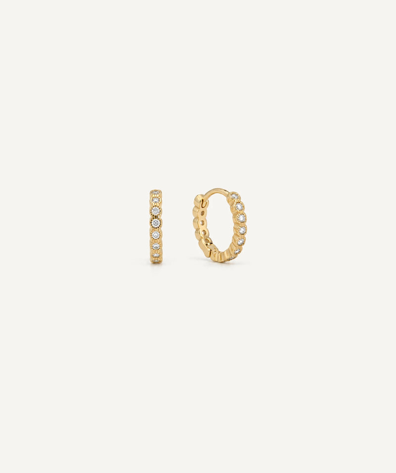 Gold Clear Pavé Hoop Earrings