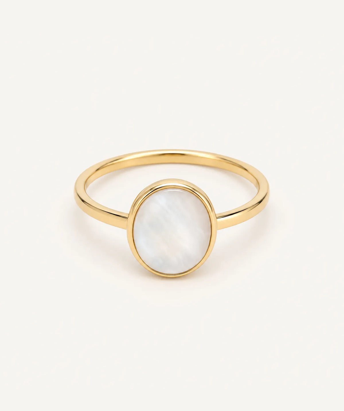 Gold Mother of Pearl Stone Ring