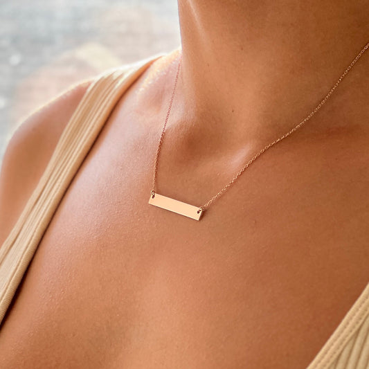 Personalized Bar Necklace Engraved Initials Names Gold Silver Necklace - Moboduc Custom Jewelry