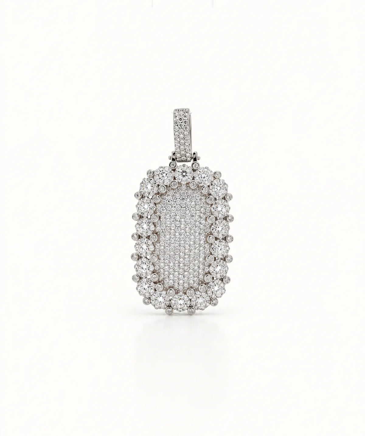 Silver Pavé Rectangle Pendant Necklace