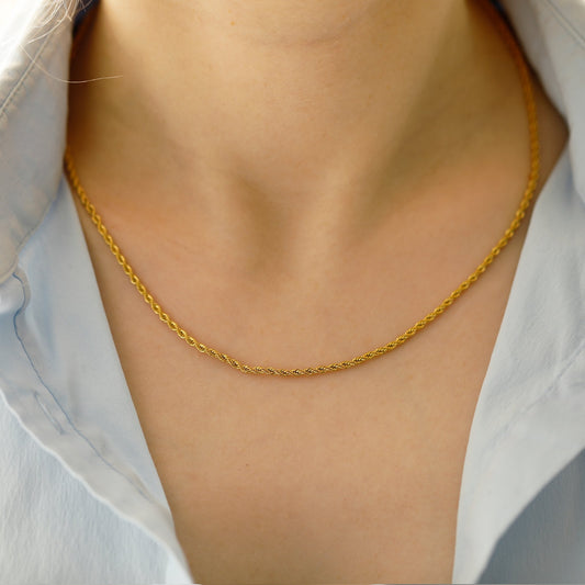 Rope Chain Necklace - Twist Chain Christmas Gift Wave Chain - Dainty 14k Gold Plated Chain for Womens Gift Chains for Pendant
