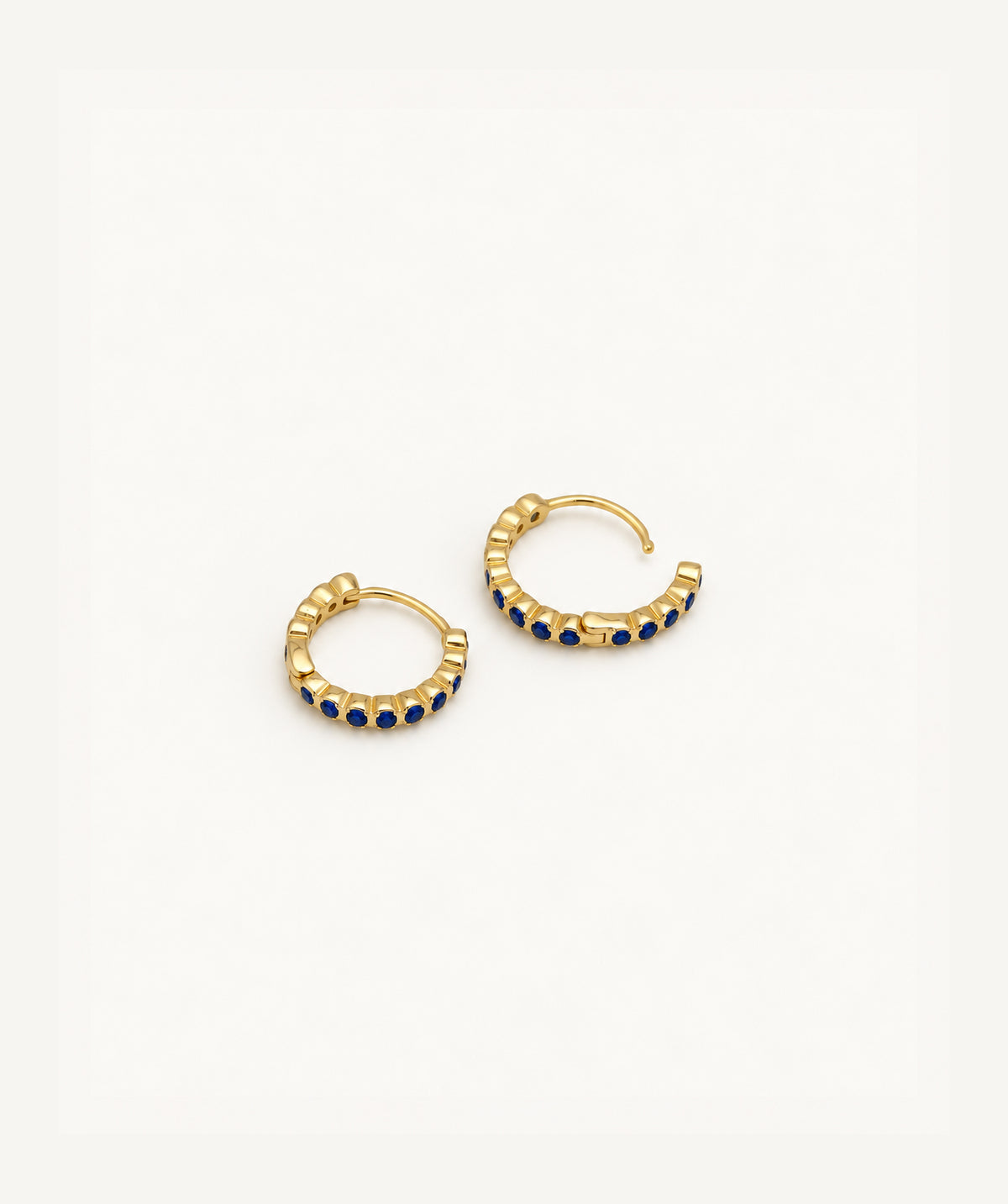Gold Sapphire Pavé Hoop Earrings