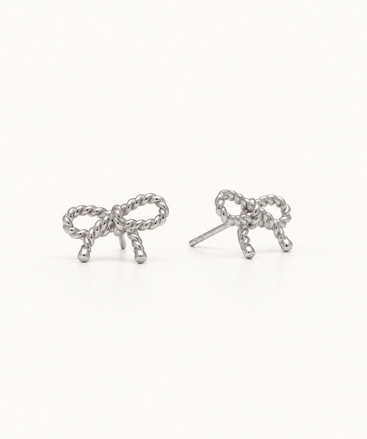 Silver Bow Stud Earrings