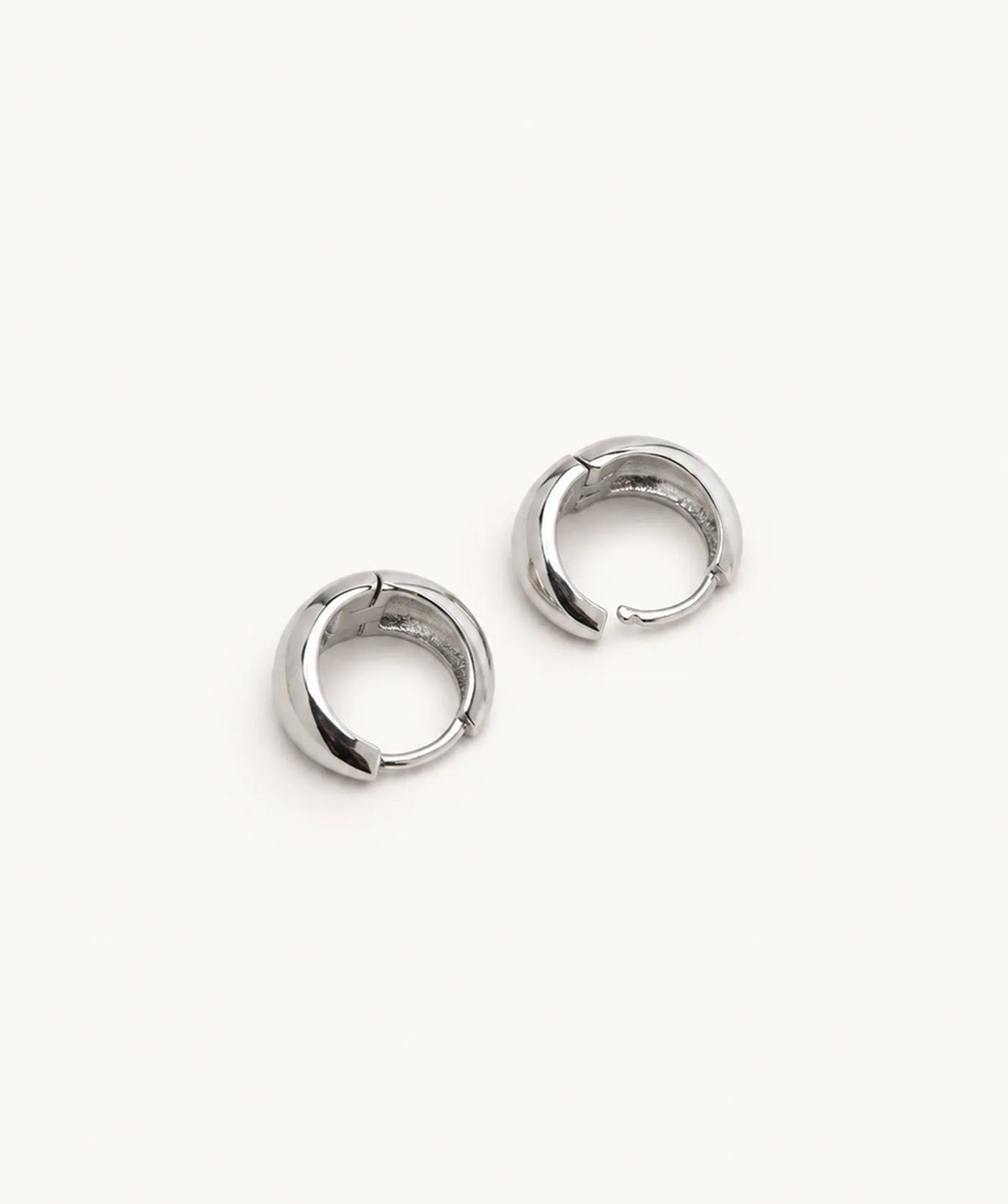 Silver Chunky Dome Hoop Earrings