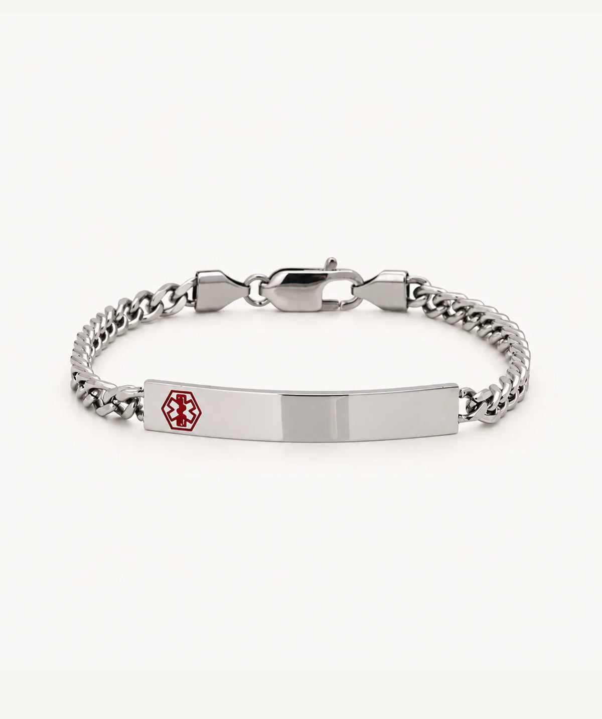 Silver Medical ID Bracelet - Small Red