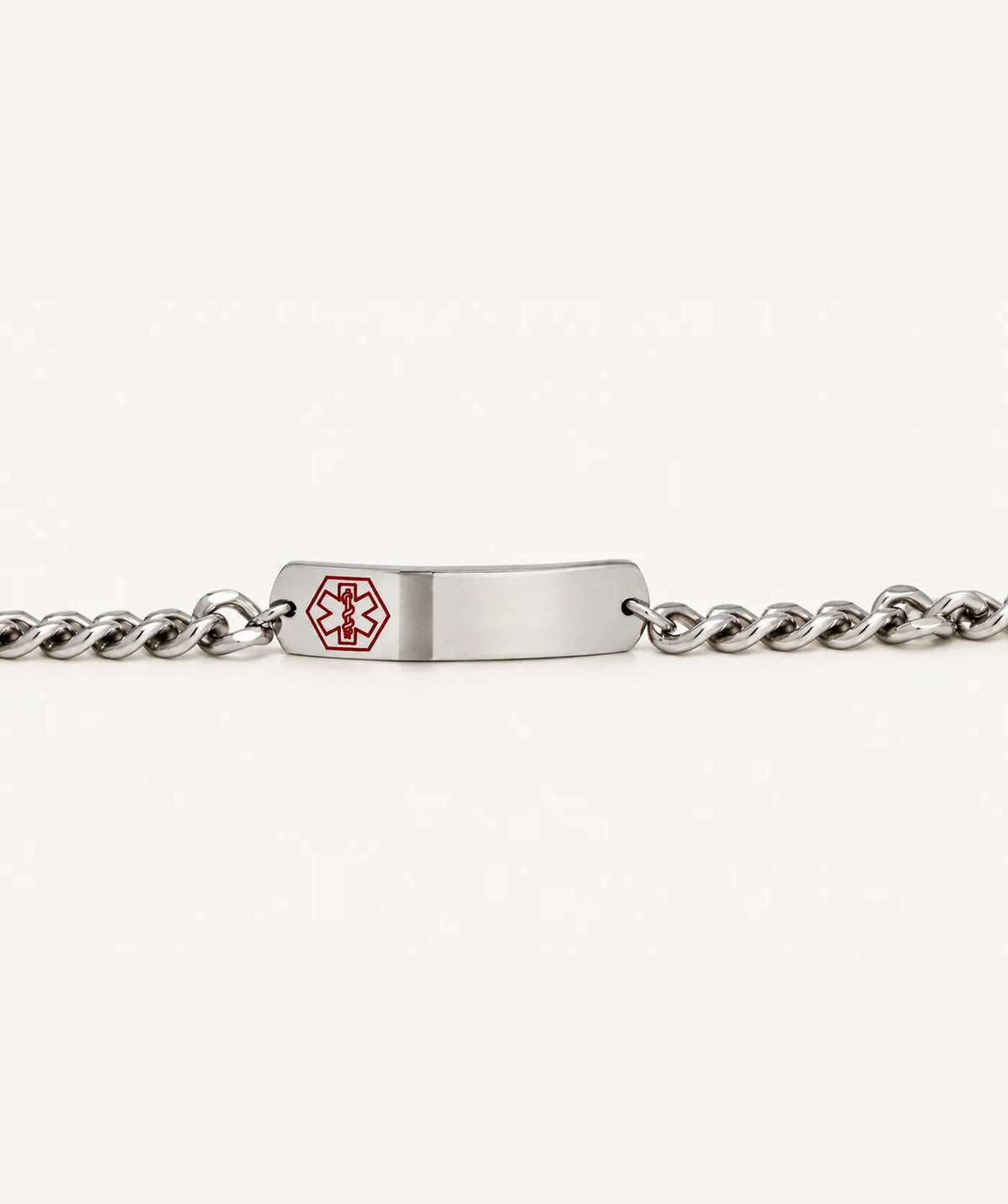 Silver Medical ID Bracelet - Medium Red
