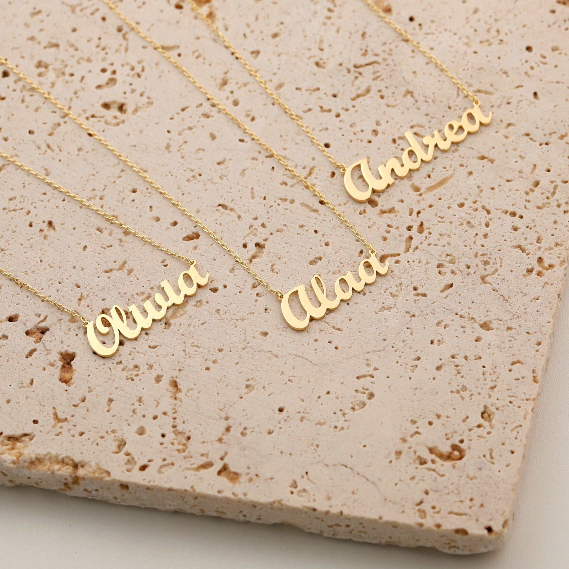 Gold Name Necklace Personalized Jewelry 14k Gold Silver, Rose Gold Custom Nameplate Necklace - Moboduc Custom Jewelry