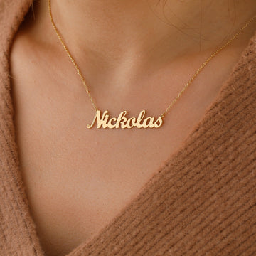 Silver Name Necklace Personalized Jewelry 14k Gold Vermeil Silver, Rose, Yellow Gold Custom Name Necklace - Moboduc Jewelry