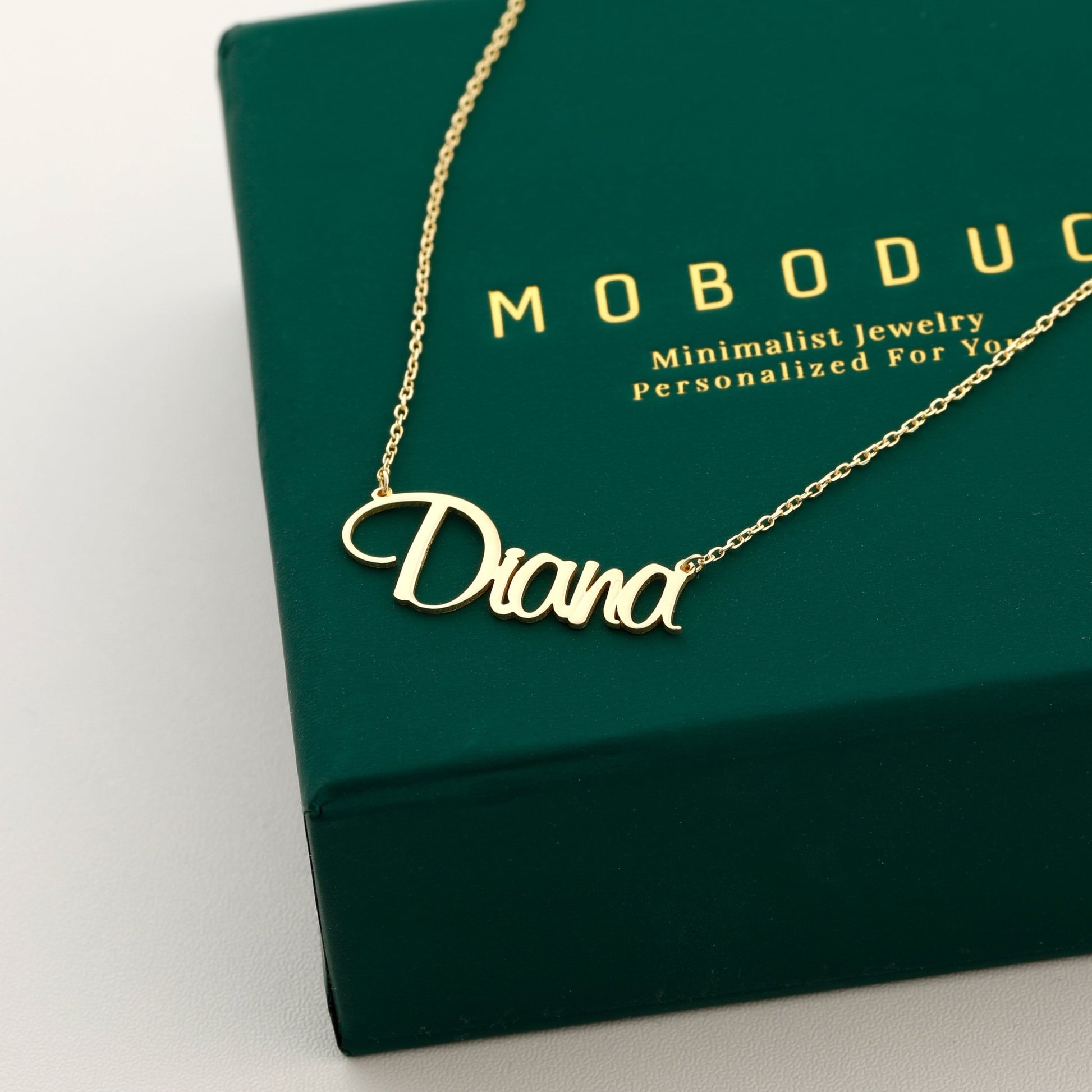 Gold Custom Necklace Personalized Jewelry 14k Gold Silver, Rose Gold Custom Nameplate Necklace - Moboduc Custom Jewelry