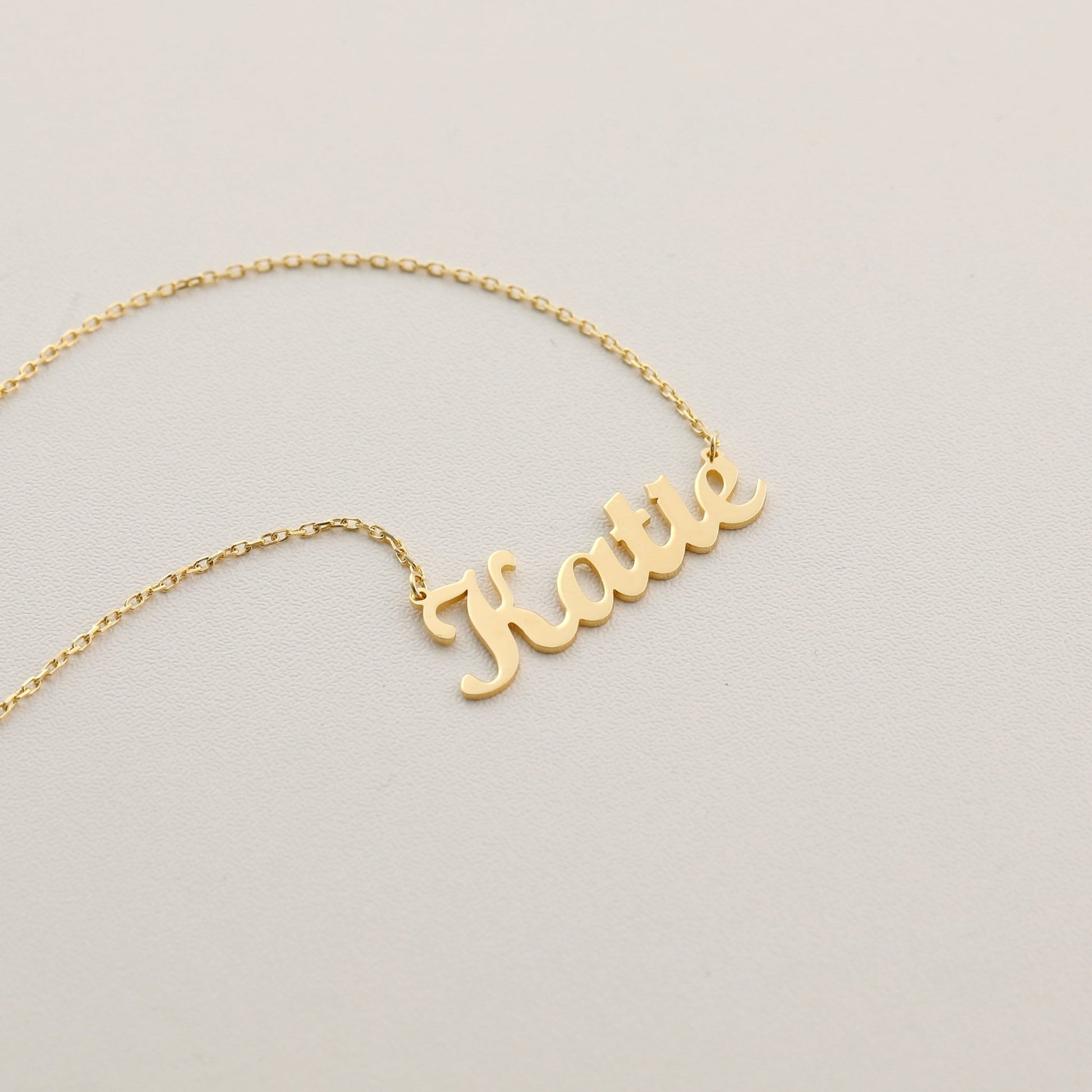 Gold Name Necklace Personalized Jewelry 14k Gold Silver, Rose Gold Custom Nameplate Necklace - Moboduc Custom Jewelry