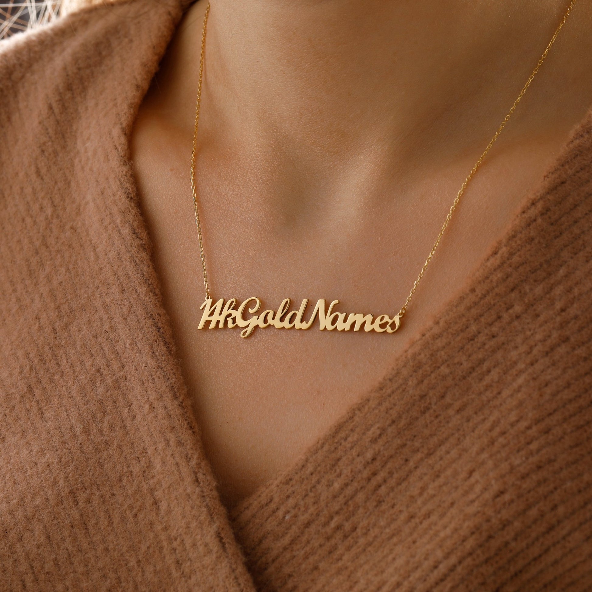 Gold Name Necklace Personalized Jewelry 14k Gold Silver, Rose Gold Custom Nameplate Necklace - Moboduc Custom Jewelry