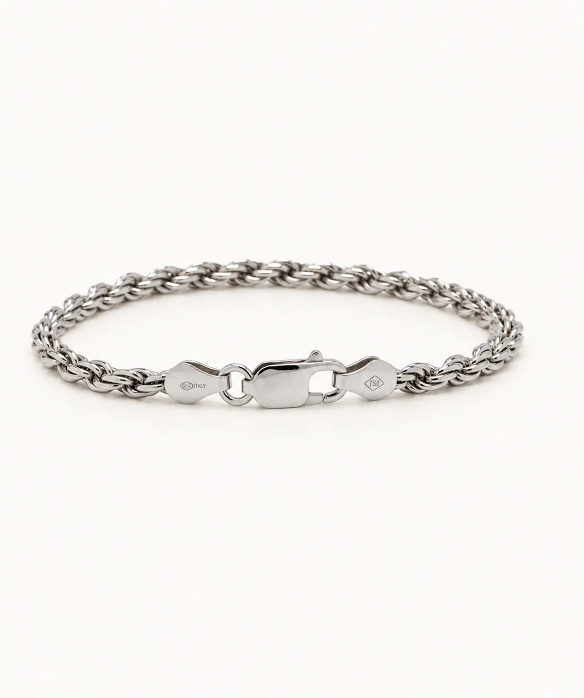 Men's Silver Rope Chain Bracelet, back view