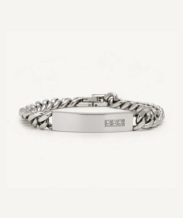 Men Thick Bar Bracelet - Silver