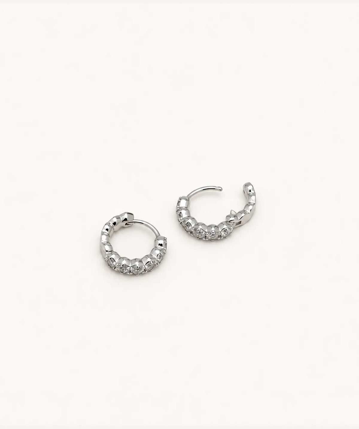 Silver Thick Honeycomb Hoop Earrings, shown open