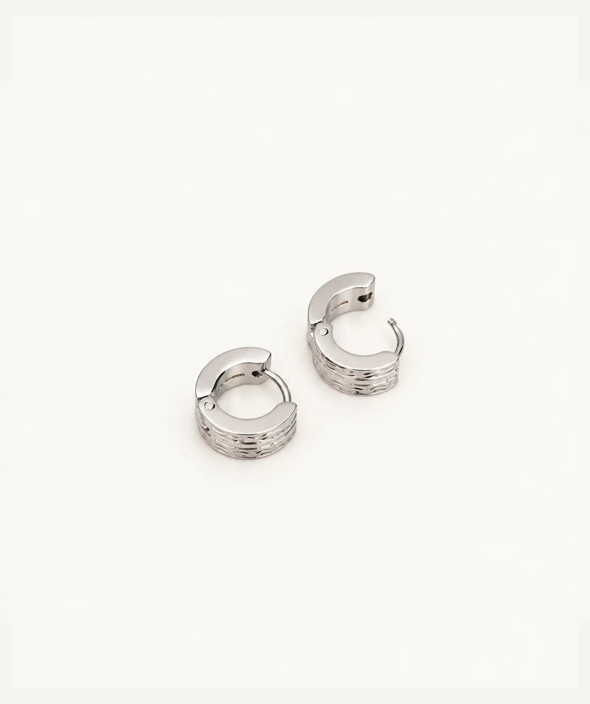 Silver Thick Greek Key Hoop Earrings