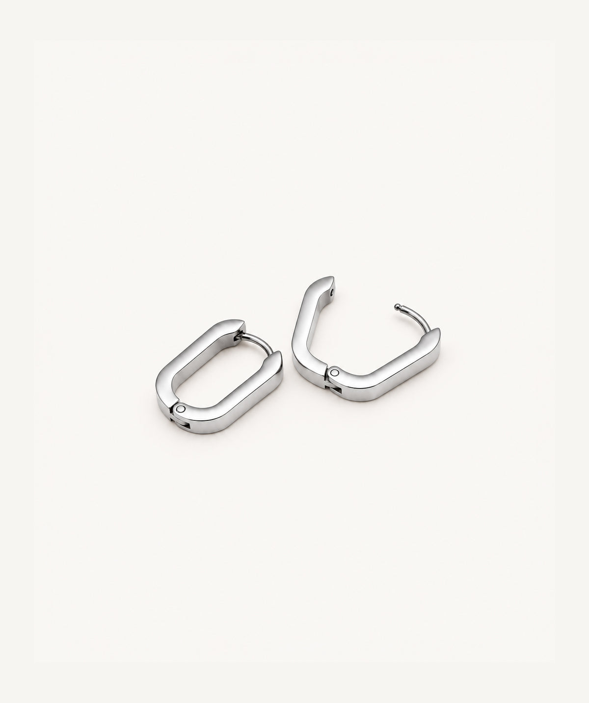 Silver Rectangular Hoop Earrings, Small