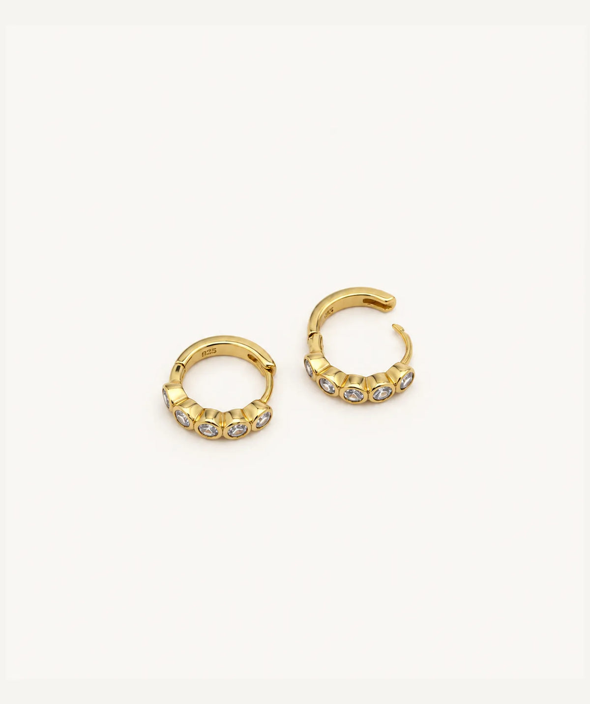 Thick Half Tennis Hoop Earrings