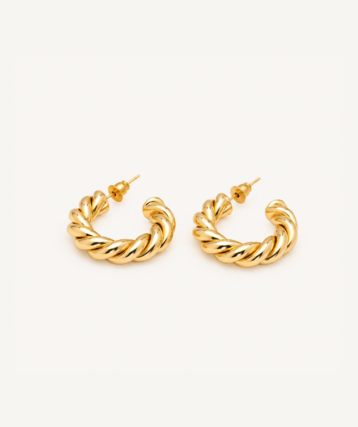 Gold Open Twist Hoop Earrings